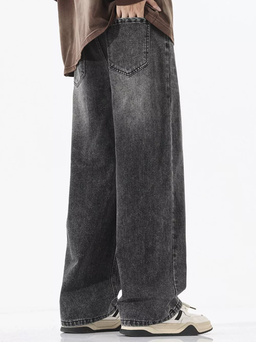 Men's Full Size Vintage Wash Wide Leg Jeans Plus Size, image 3