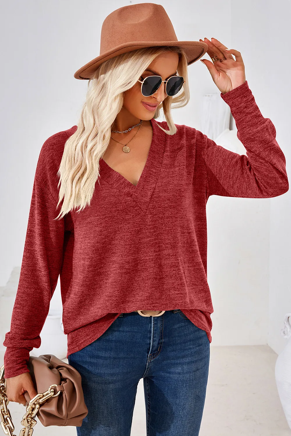 V-Neck Dropped Shoulder T-Shirt, image 5