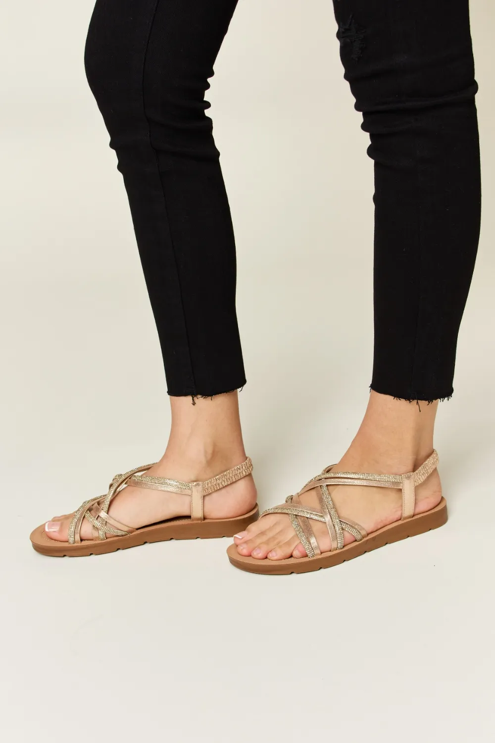Rhinestone Crisscross Flat Sandals, image 5