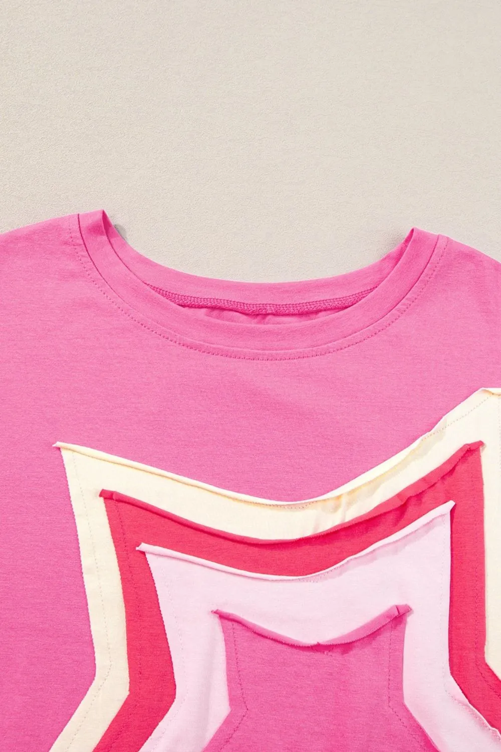 Color Block Star Patched Oversized T-Shirt, image 20