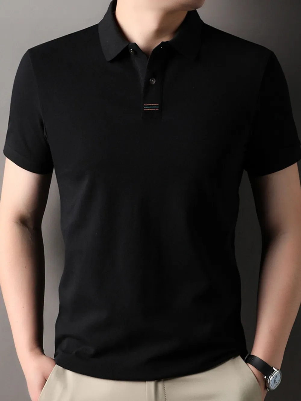 Men's Plus Size Button Detail Short Sleeve Polo, image 5