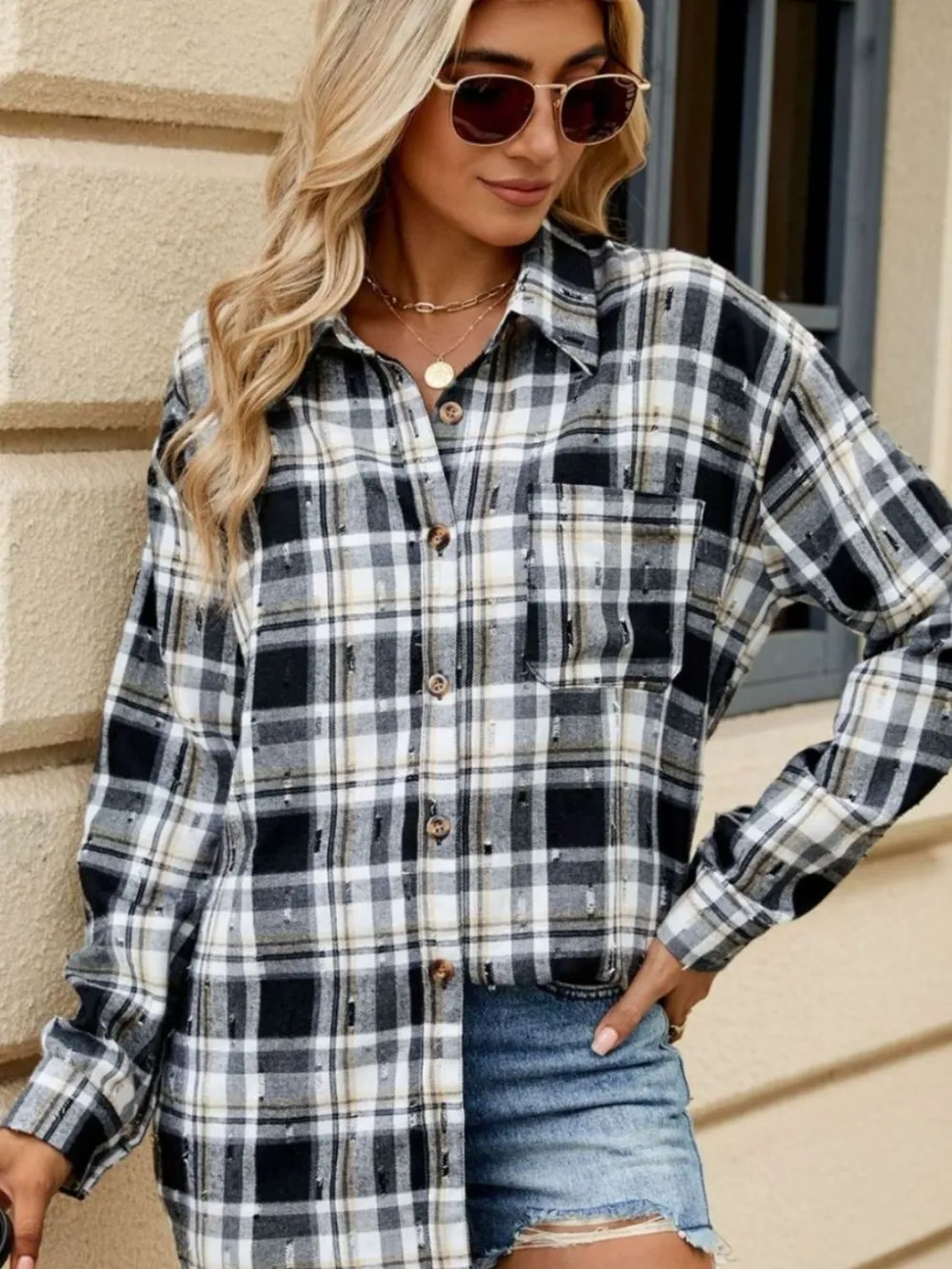 Plaid Button Up Long Sleeve Shirt, image 8