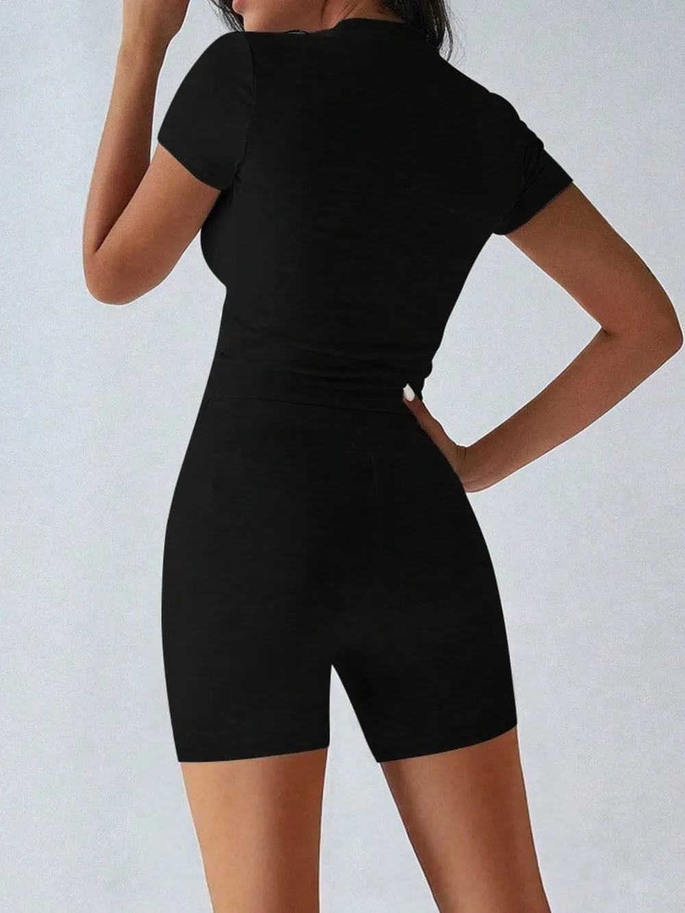 Round Neck Short Sleeve Top and Shorts Set, image 8