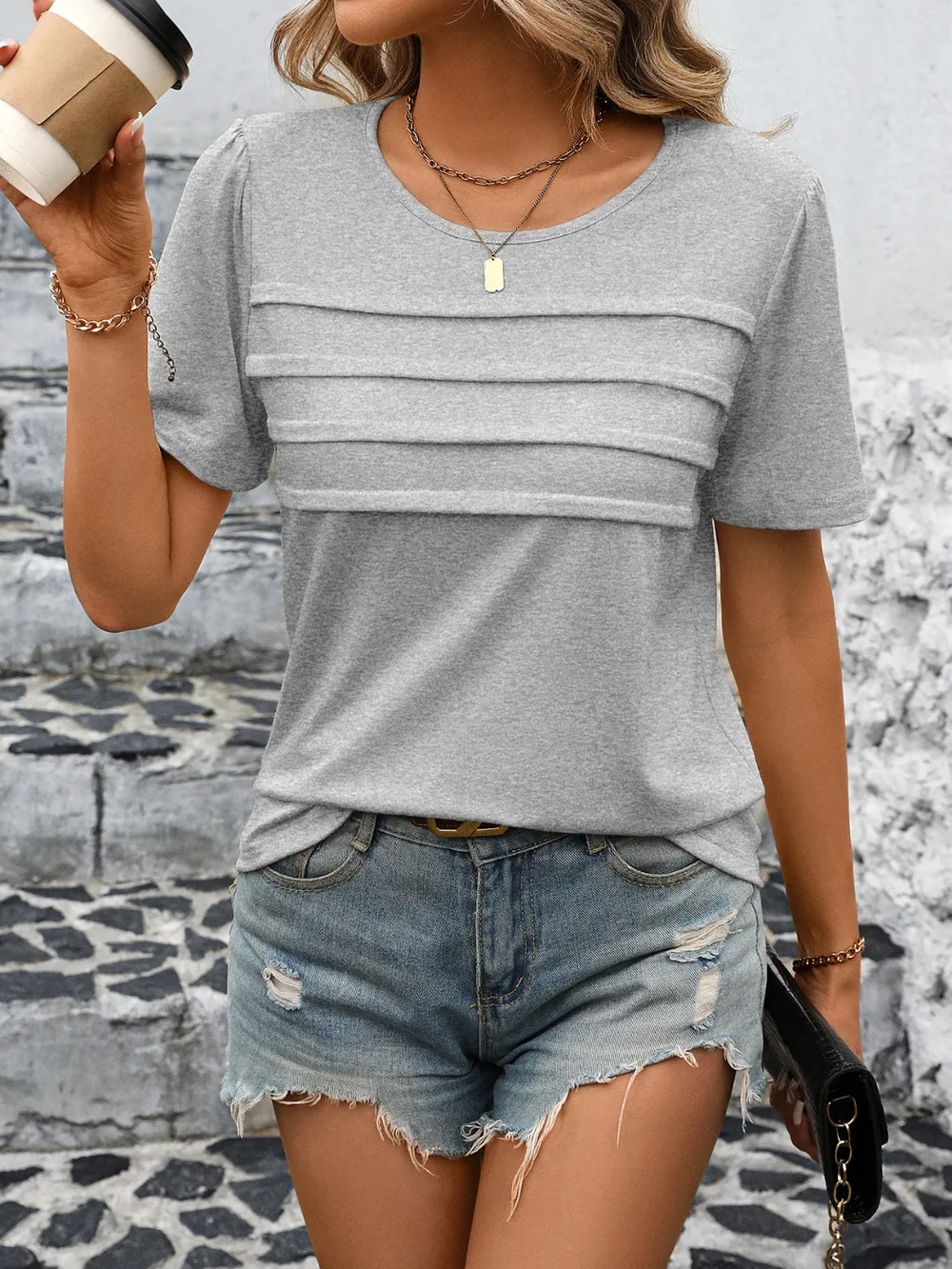 Round Neck Short Sleeve Top, image 11