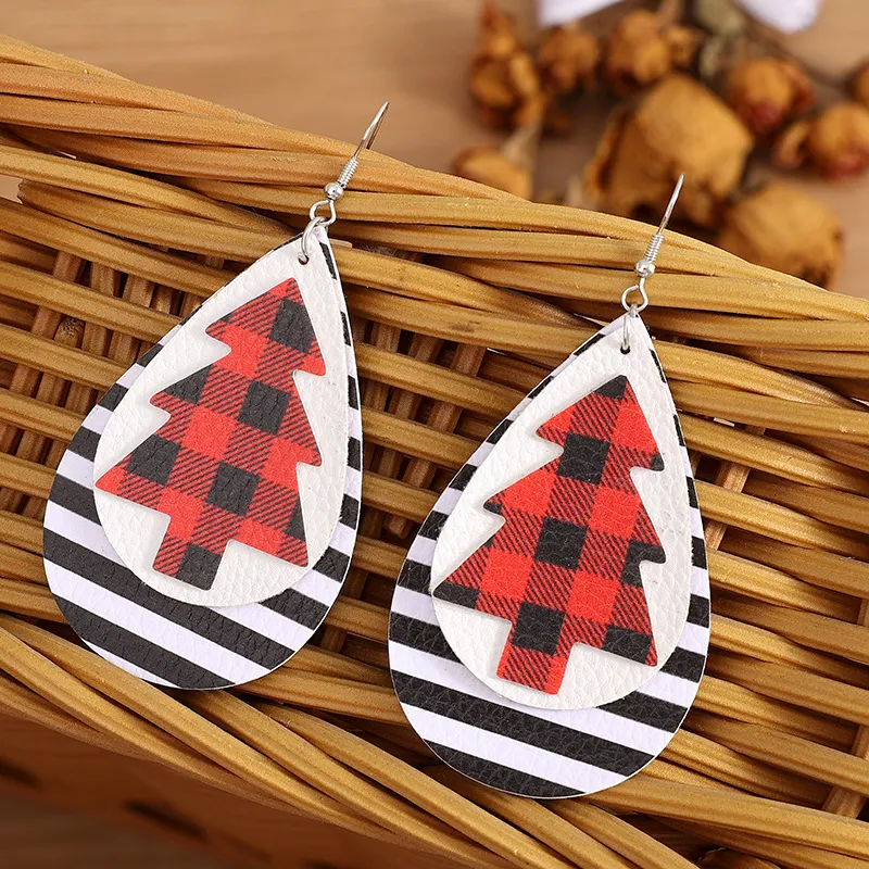 Christmas Tree PU Leather Earrings, image 3