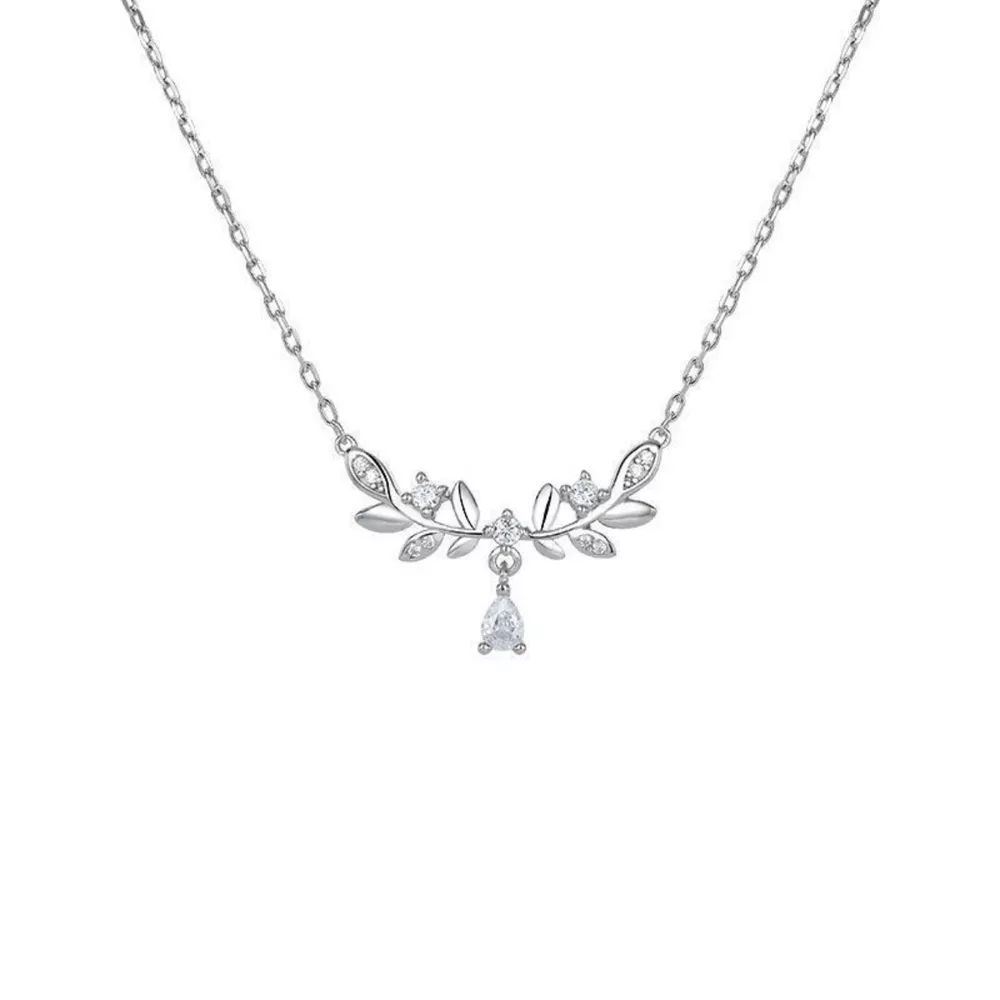 925 Sterling Silver Zircon Flower Necklace, image 5