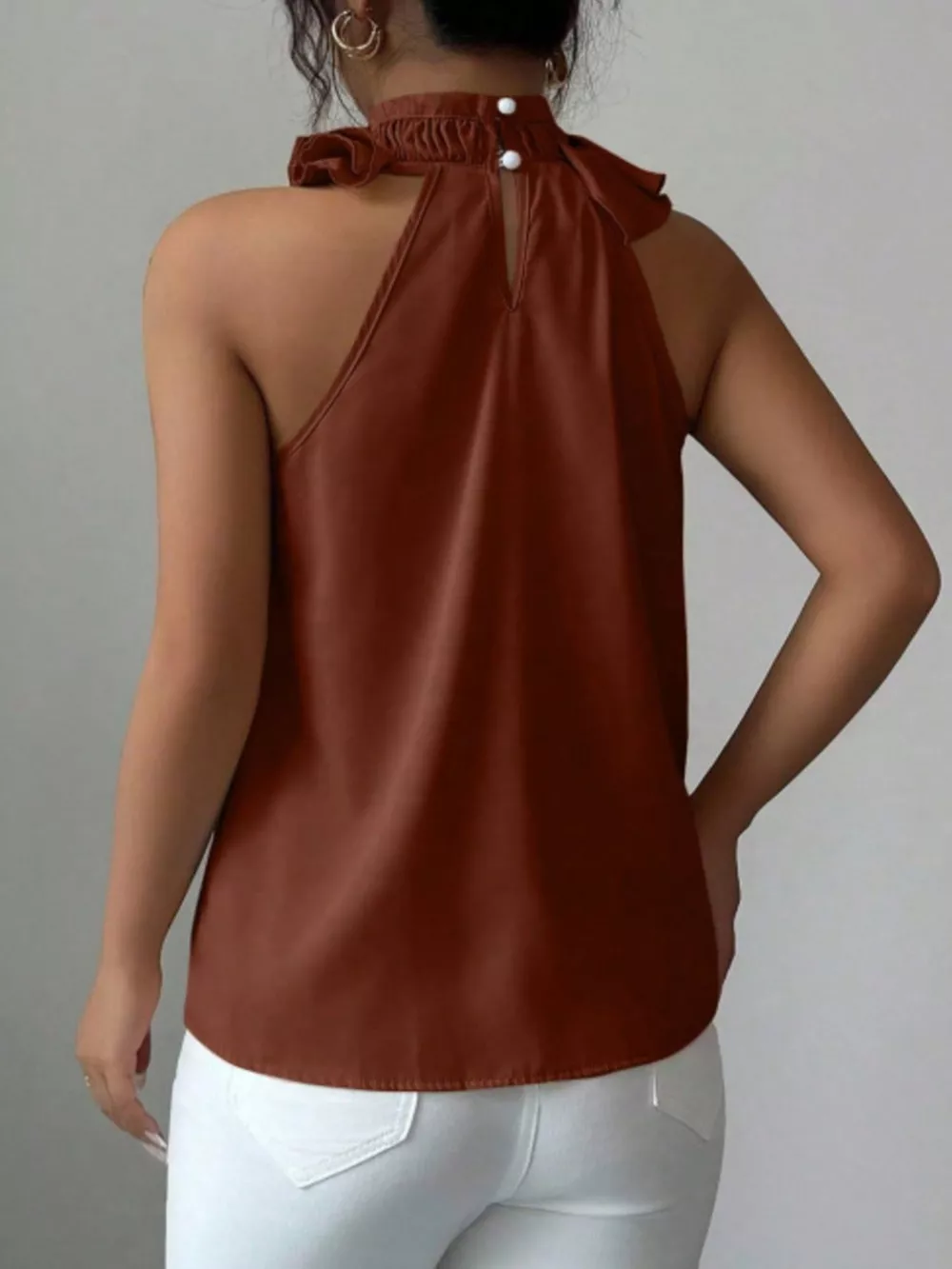 Ruffle High Neck Sleeveless Top, image 19