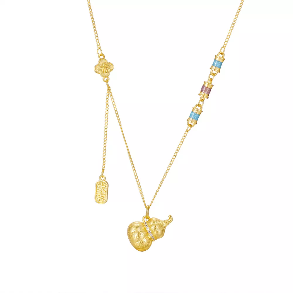 18K Gold-Plated Gourd Pendant Necklace, image 5