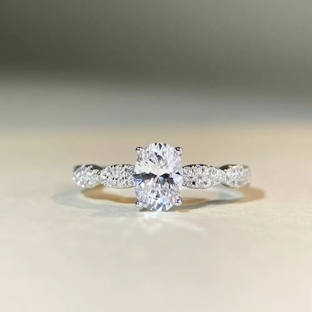 Cultivating High-Carbon Diamond 925 Sterling Silver Oval Ring, image 3