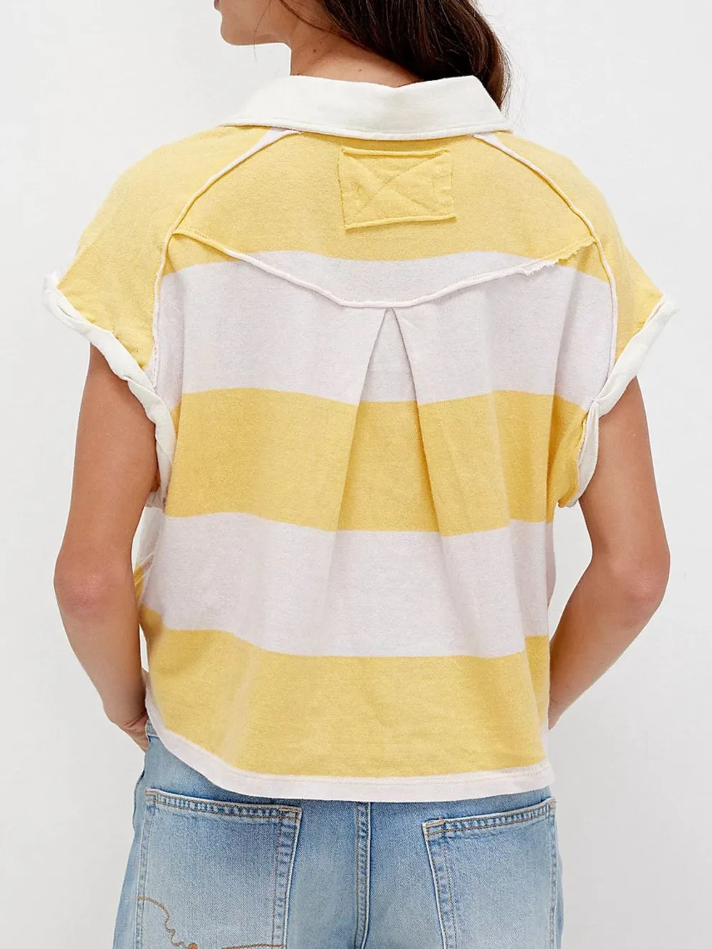 Striped Collared Neck Short Sleeve Top, image 9