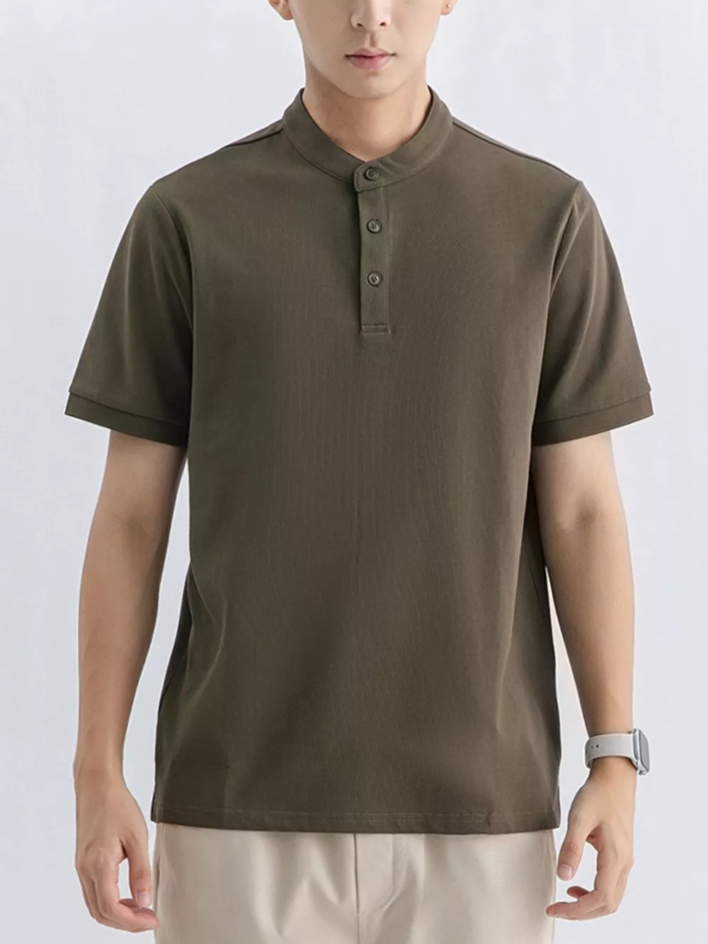 Men's Plus Size Button Detail Short Sleeve Top, image 6