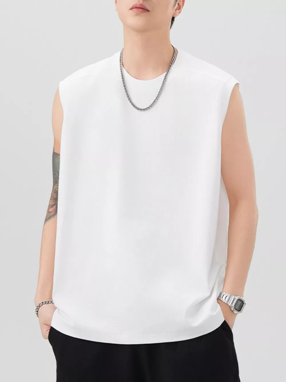 Men's Plus Size Round Neck Tank, image 3