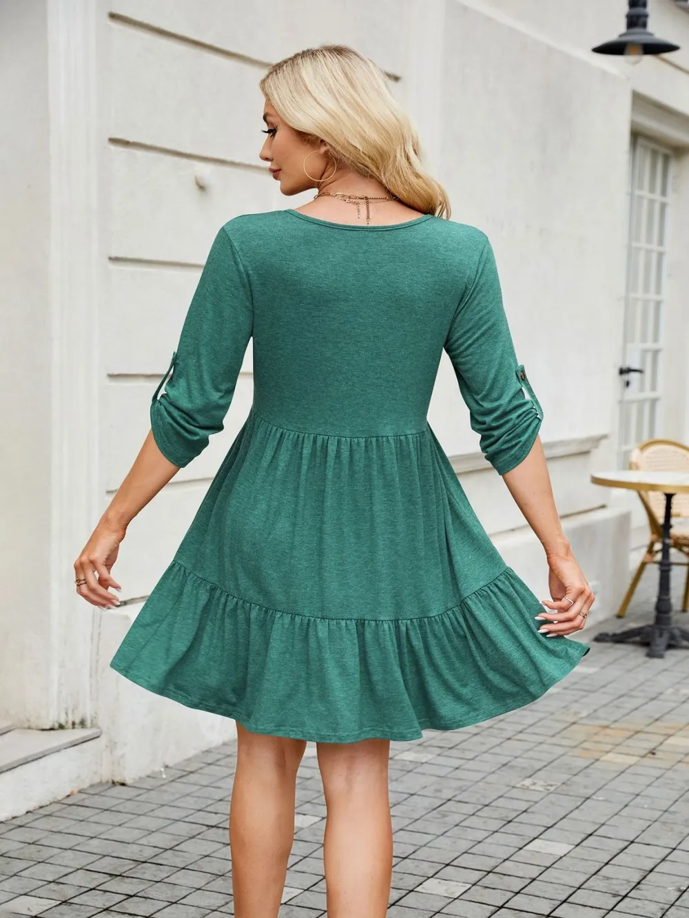Tiered Ruched V-Neck Mini Dress, image 4