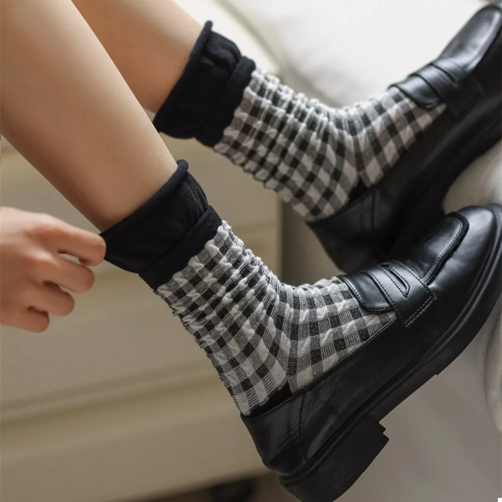 Two-Tone Cotton Knit Crew Socks, image 11
