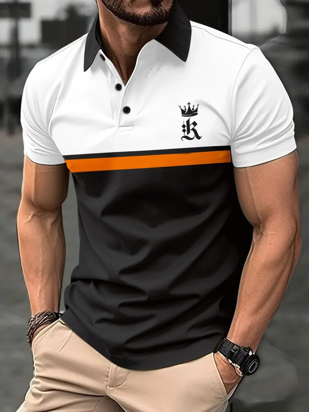 Men's Plus Size Collared Neck Short Sleeve Polo