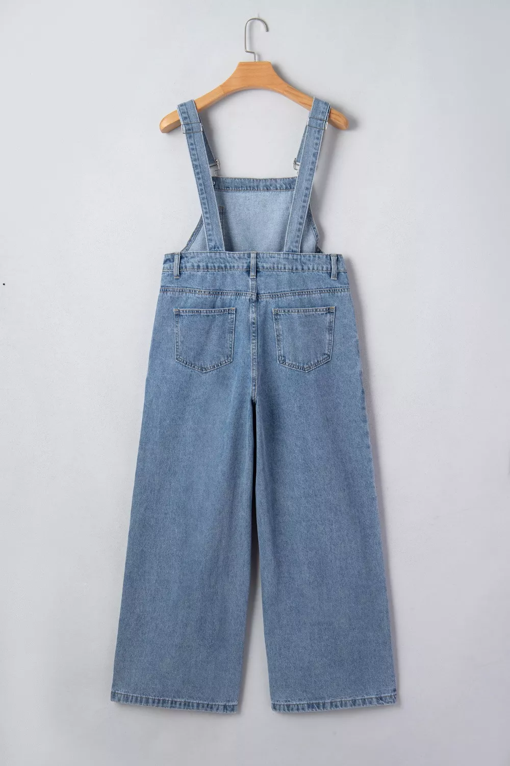 Pleated Wide Leg Retro Pocketed Denim Jumpsuit, image 8