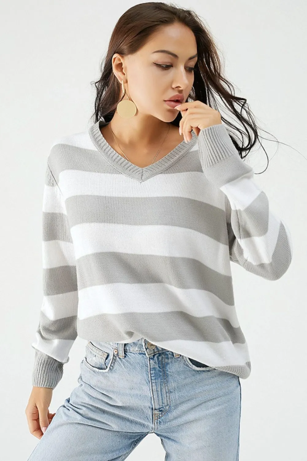 Leopard V-Neck Long Sleeve Sweater, image 3