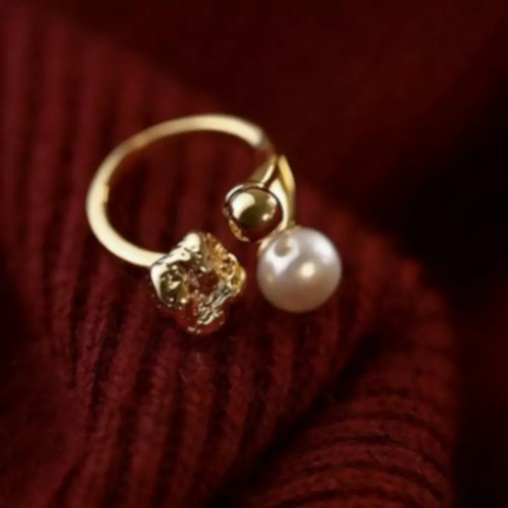18K Gold-Plated Pearl Open Ring, image 4