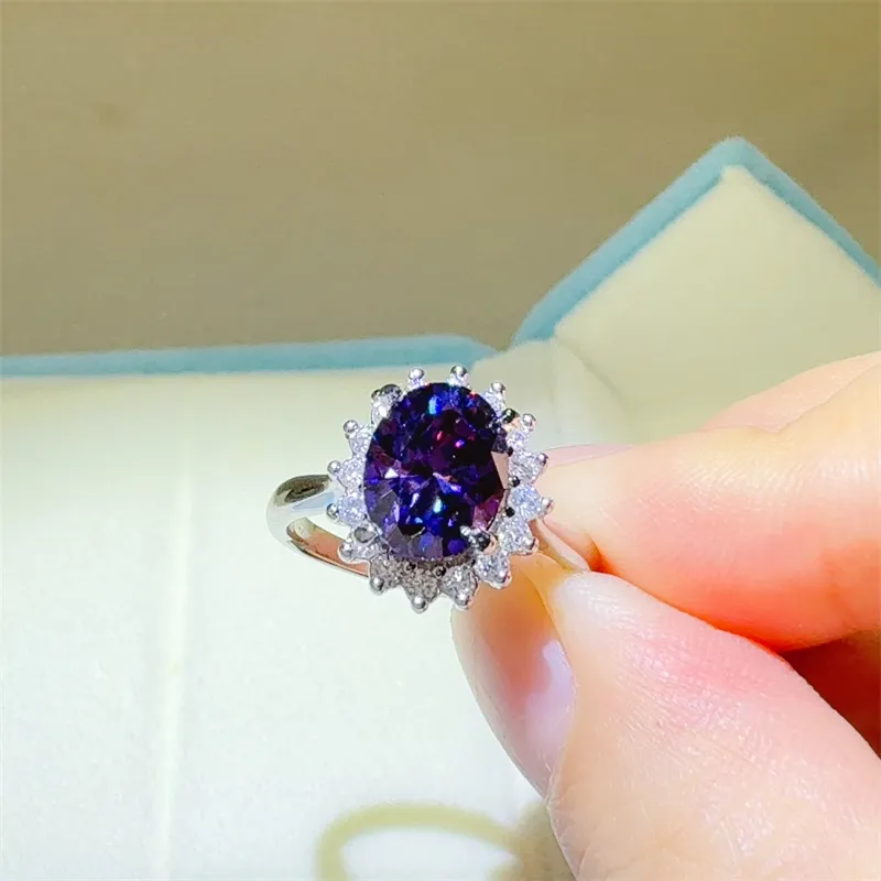 2 Carat 925 Sterling Silver Oval Moissanite Ring, image 4