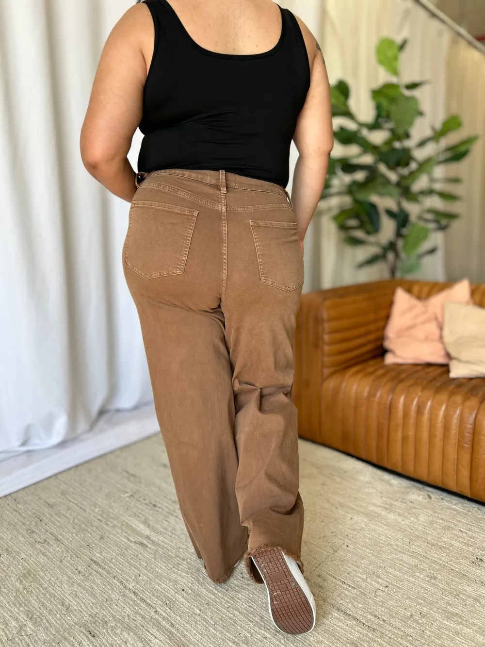 Full Size High Rise Garment Dye Wide Leg Jeans, image 2
