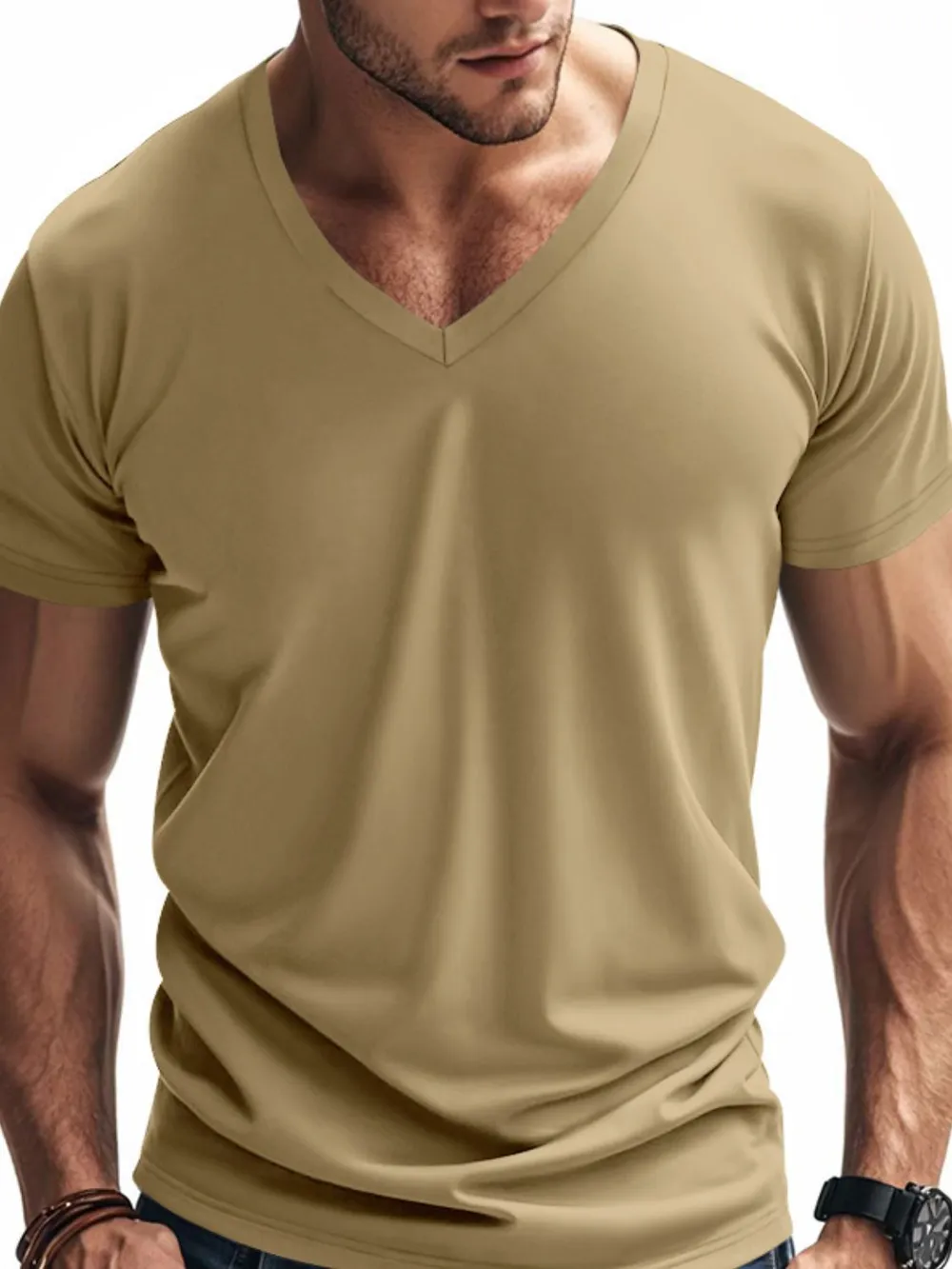 Men's Full Size V-Neck Short Sleeve T-Shirt Plus Size, image 3