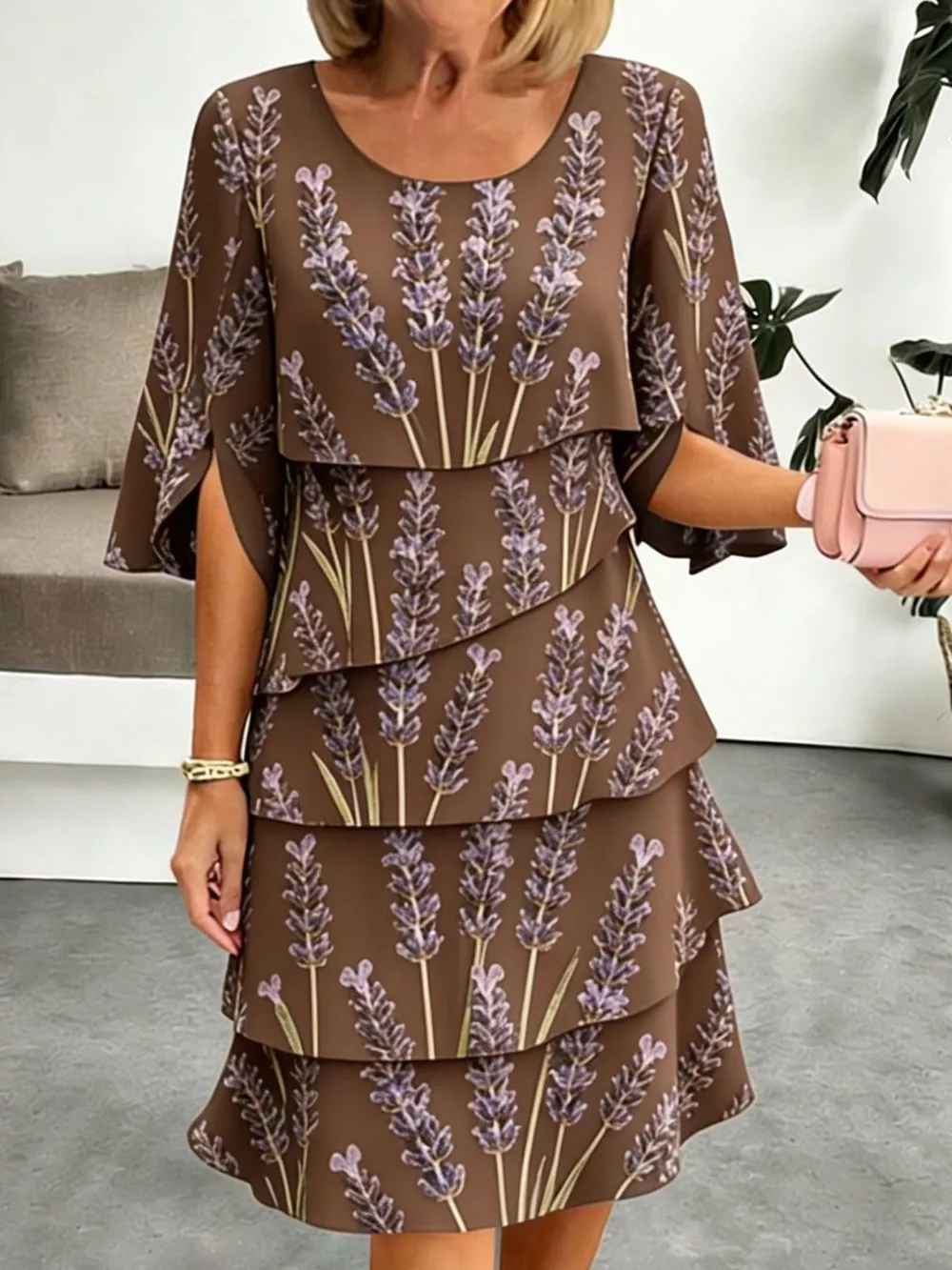 Full Size Floral Print Ruffle Hem Dress Plus Size, image 8
