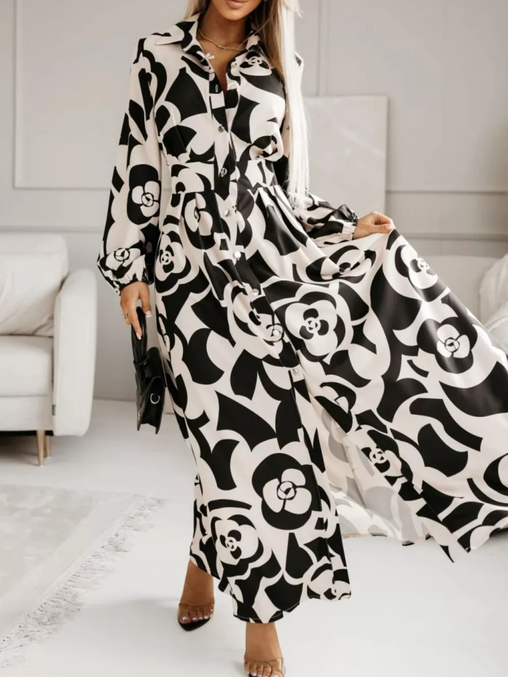 Long Sleeve Maxi Shirt Dress, image 8