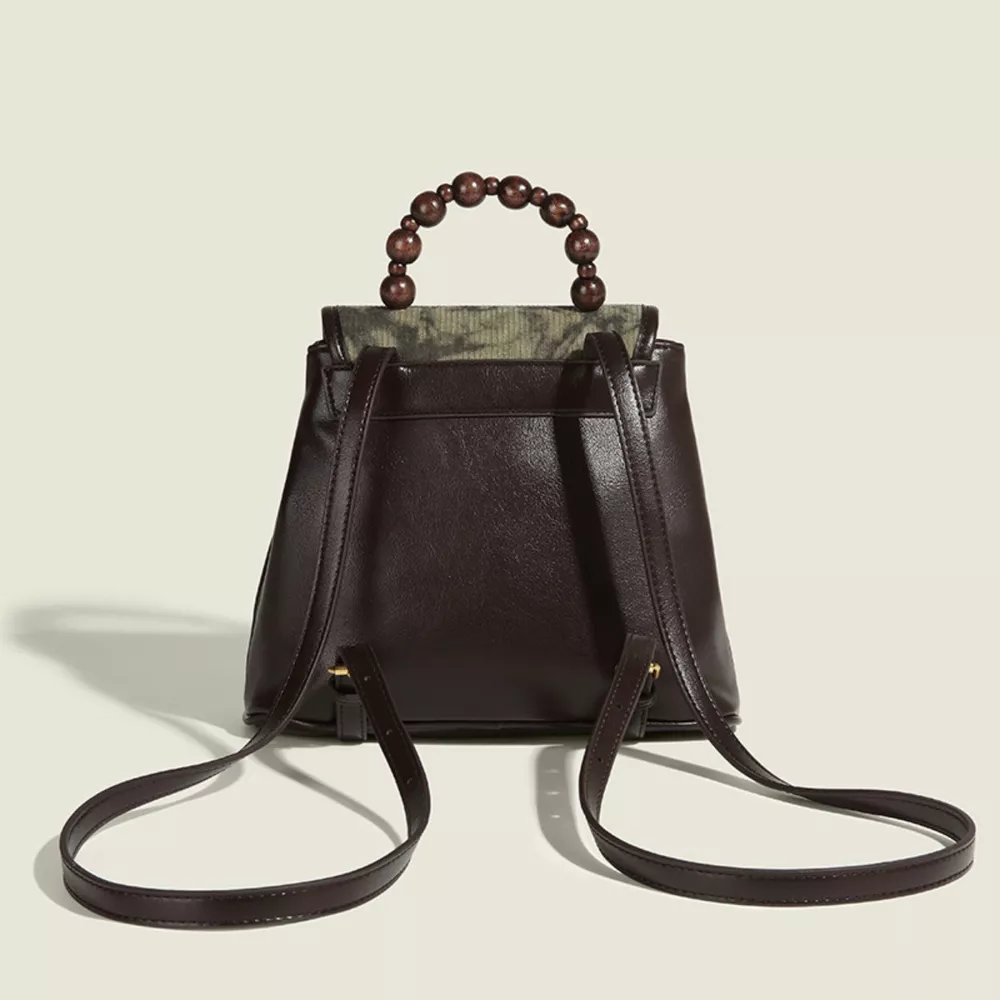Flap Backpack Bag with Beaded Handle, image 3