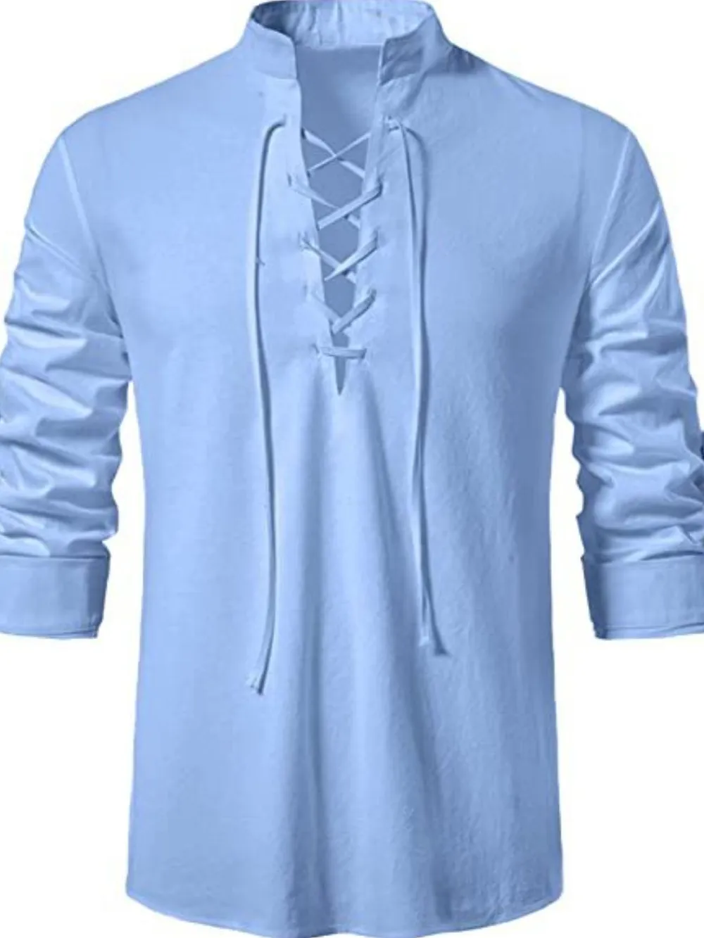 Men's Lace Up Long Sleeve Polo, image 9