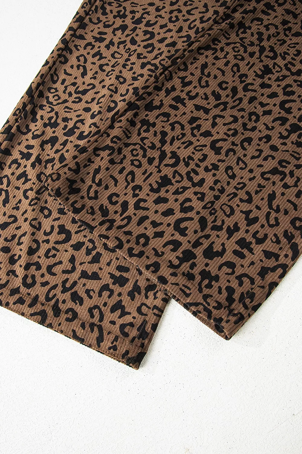 Leopard Print Elastic High Waist Loose Corduroy Pants, image 10
