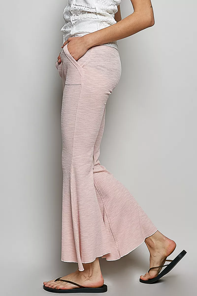 Drawstring Textured Ribbed Knit Pants, image 2