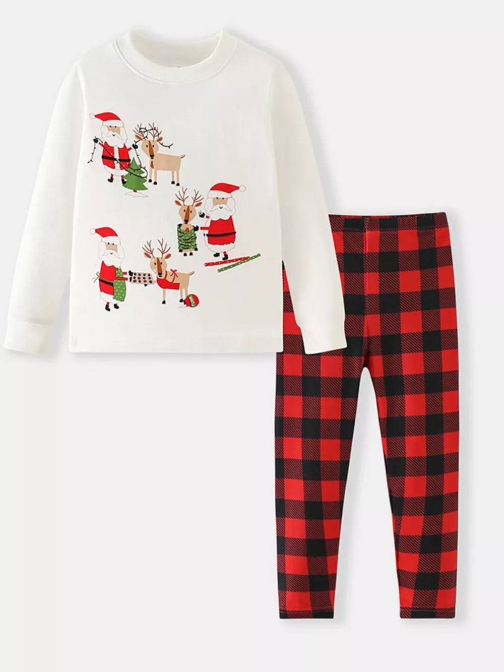 Children's Christmas Santa & Reindeer Pajama Set, image 2