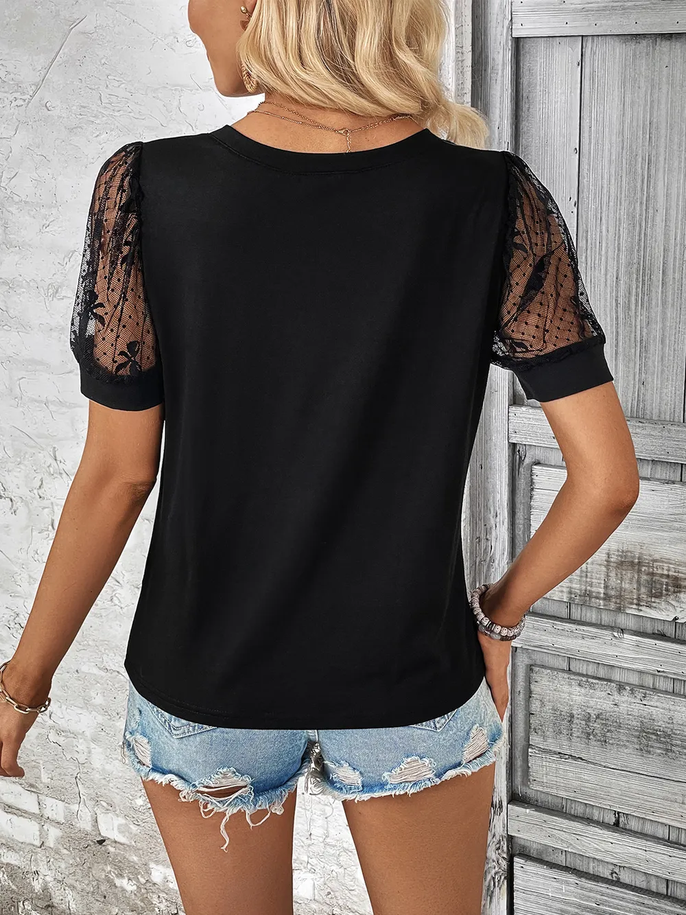 Bow Pattern V-Neck Short Sleeve T-Shirt, image 5