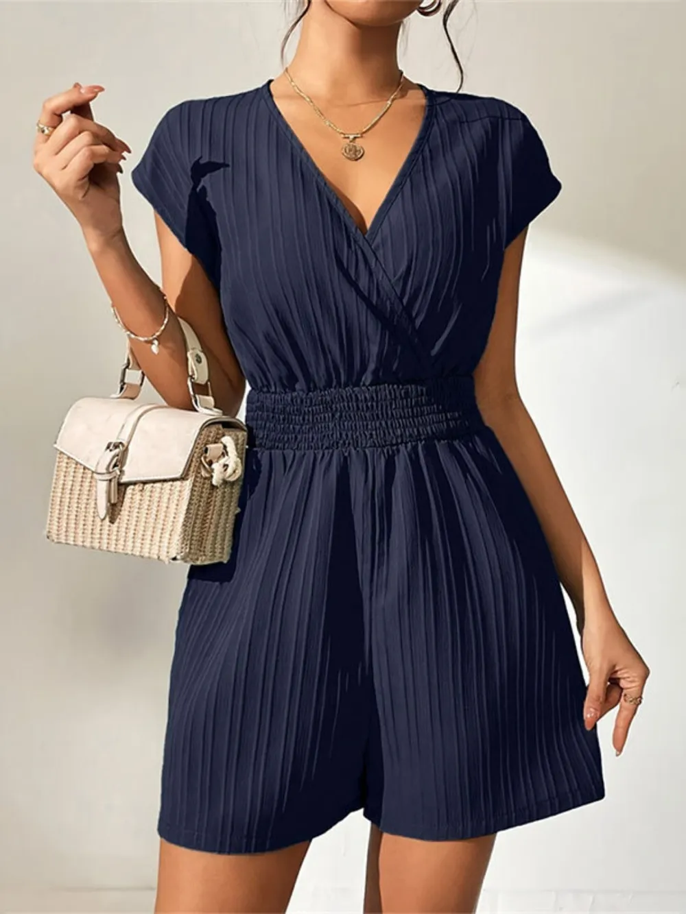 Tied Surplice Short Sleeve Romper, image 10