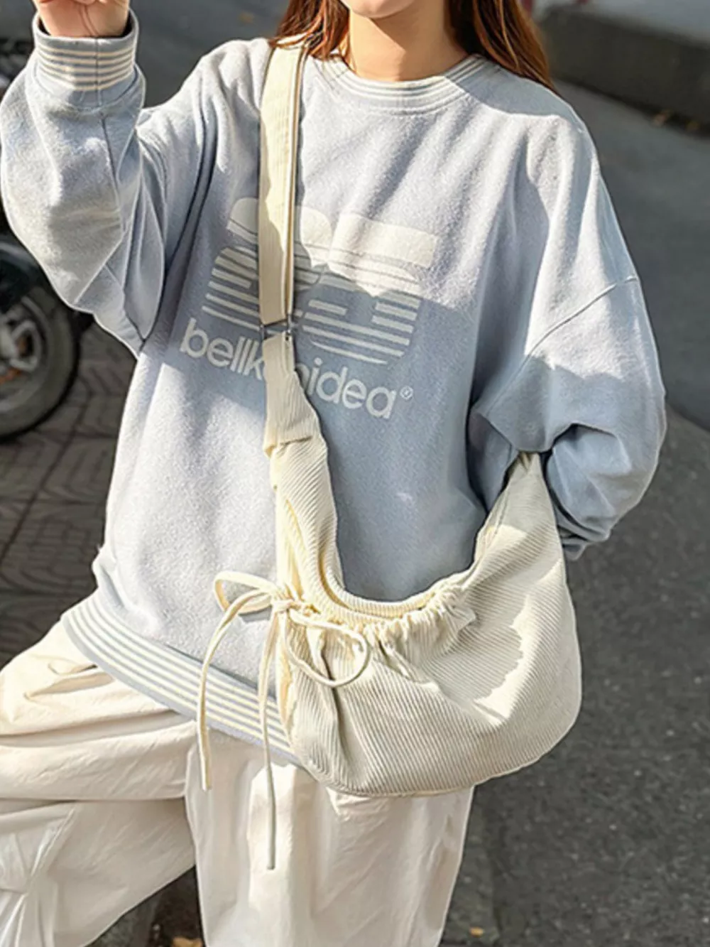 Corduroy Drawstring Crossbody Bag, image 9
