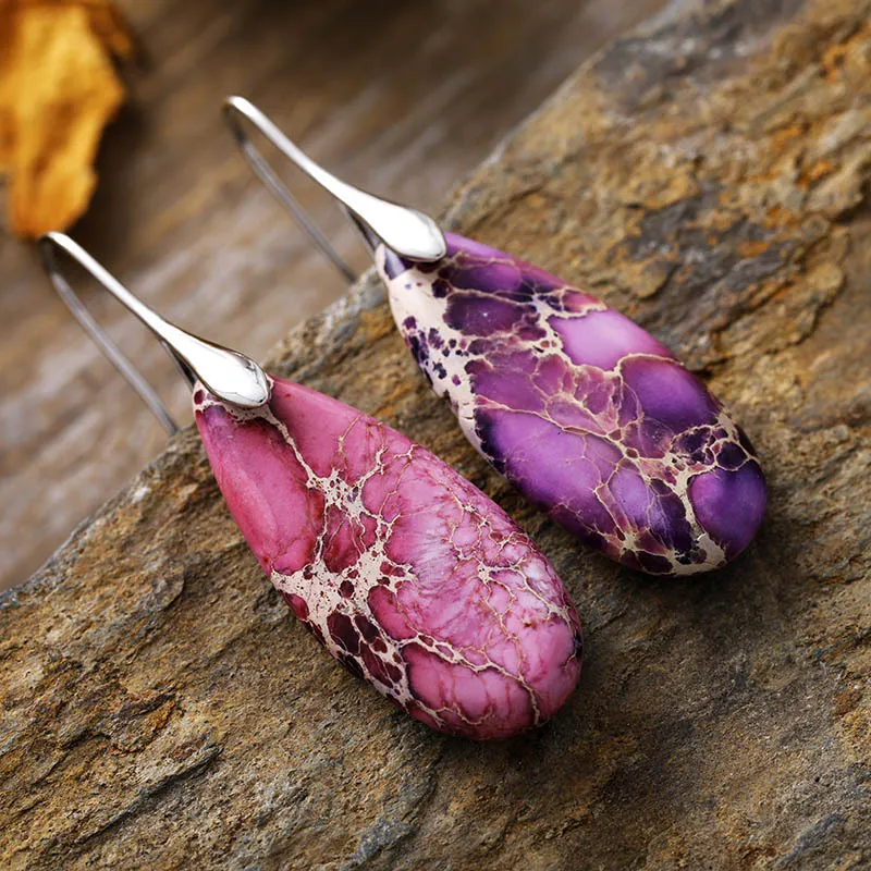Teardrop Shape Natural Stone Dangle Earrings, image 7