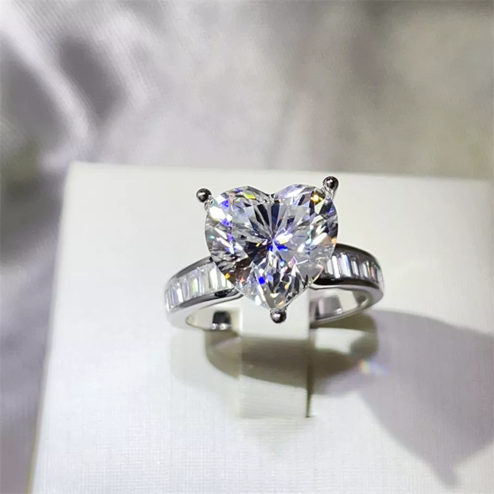 5 Carat Moissanite 925 Sterling Silver Heart Ring, image 2