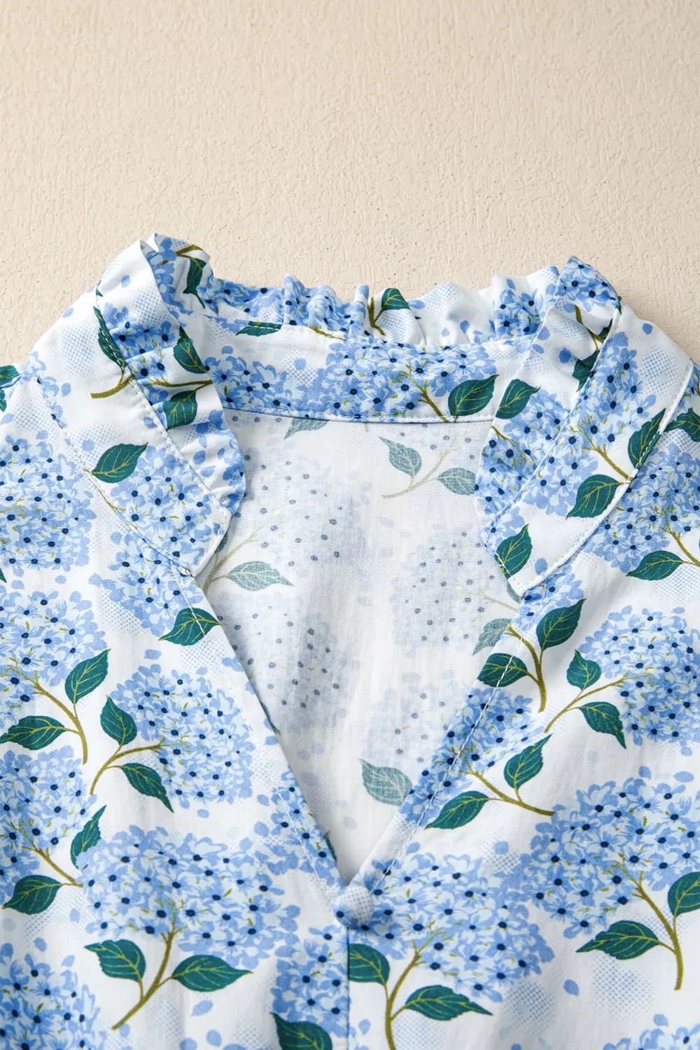 Hydrangea Floral Print Ruffle Trim Flutter Sleeve Dress, image 8