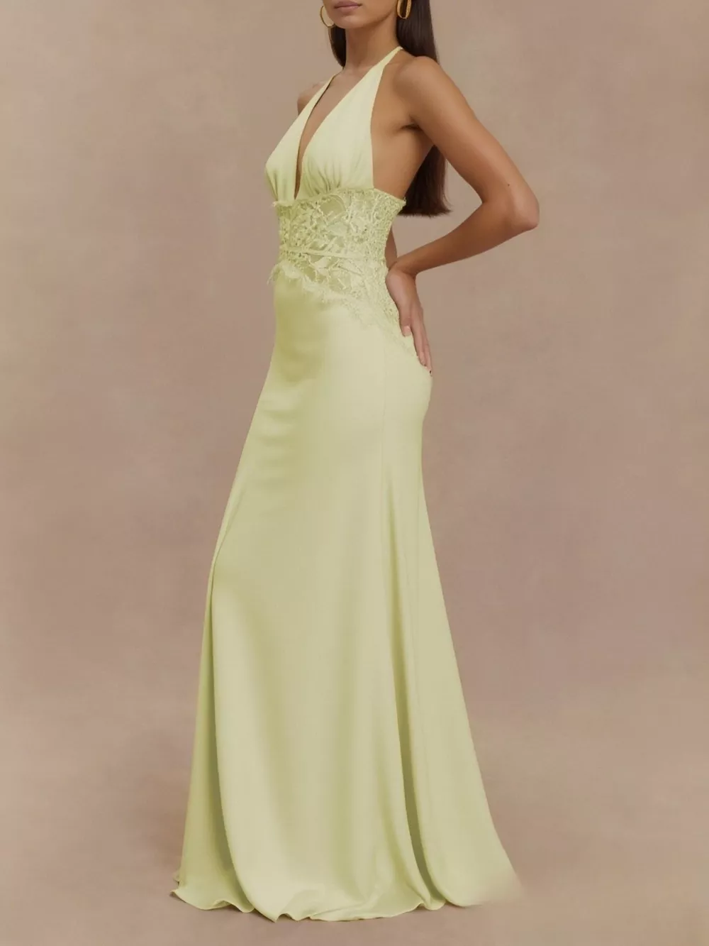 Halter Neck Lace Trimmed Maxi Dress, image 12