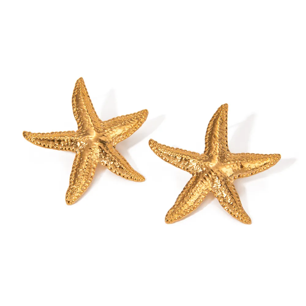 18K Gold-Plated Starfish Stud Earrings, image 2