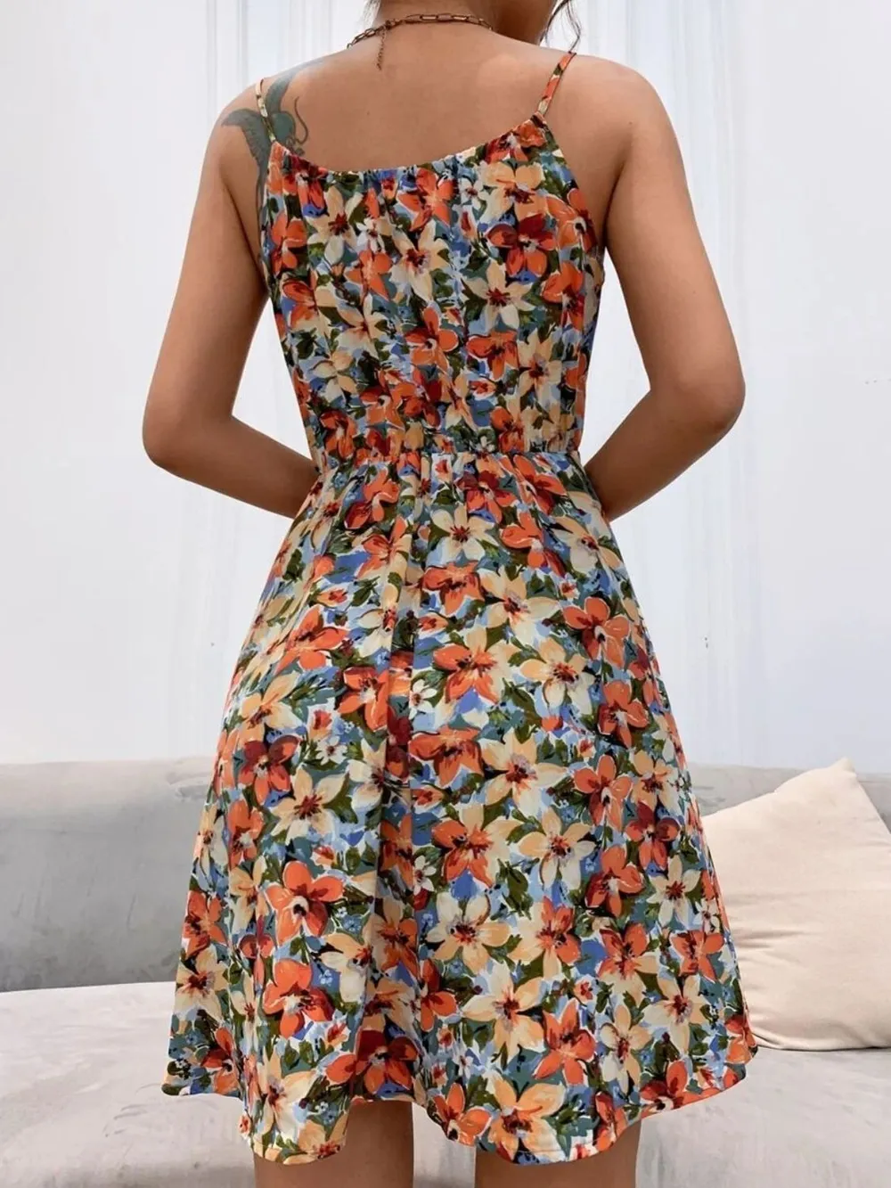 Floral Print Spaghetti Strap Summer Mini Dress, image 14