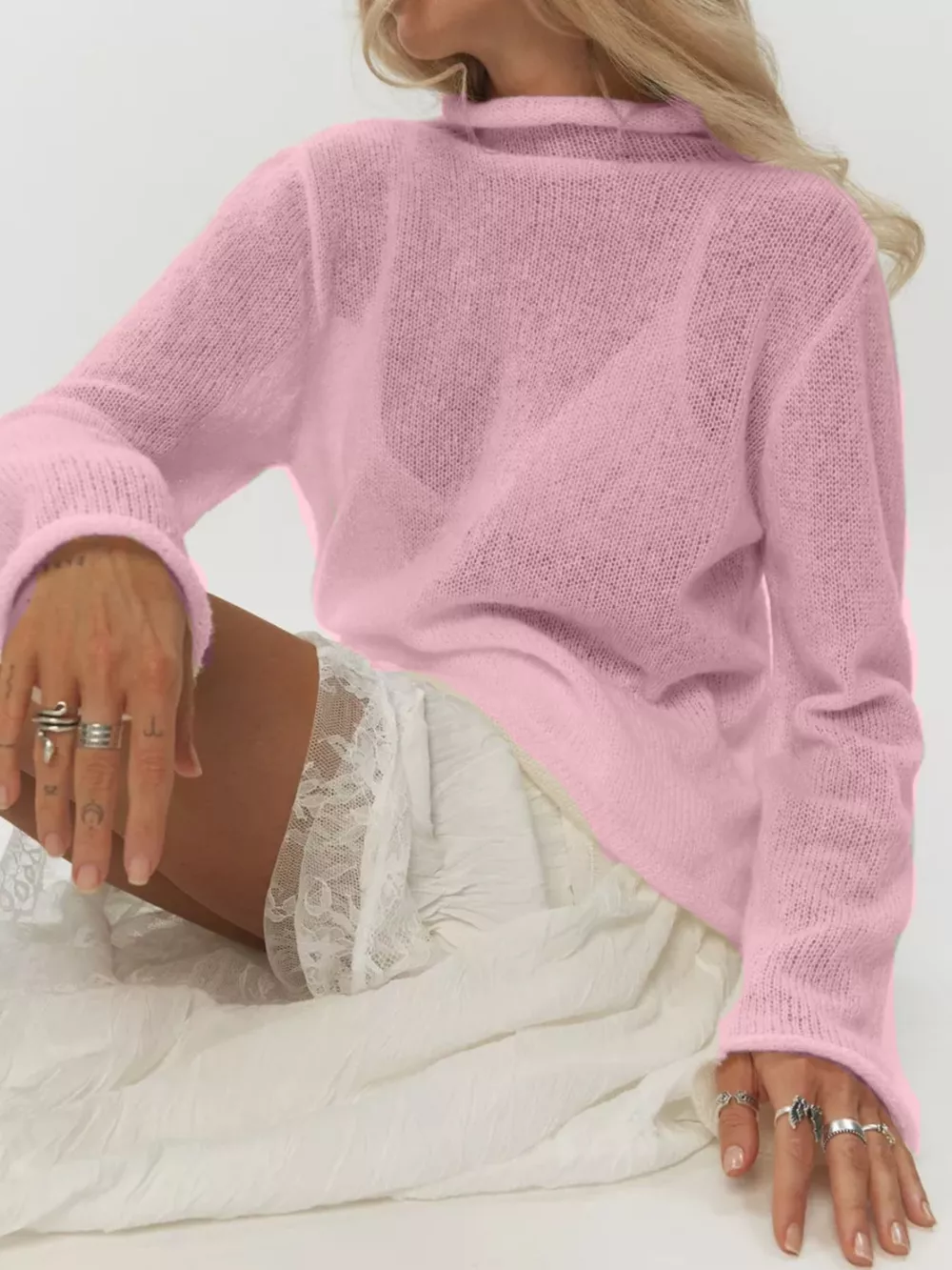 Mock Neck Long Sleeve Sweater, image 6