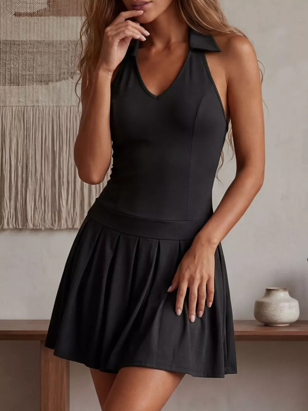 Sleeveless Pleated Active Dress, image 5
