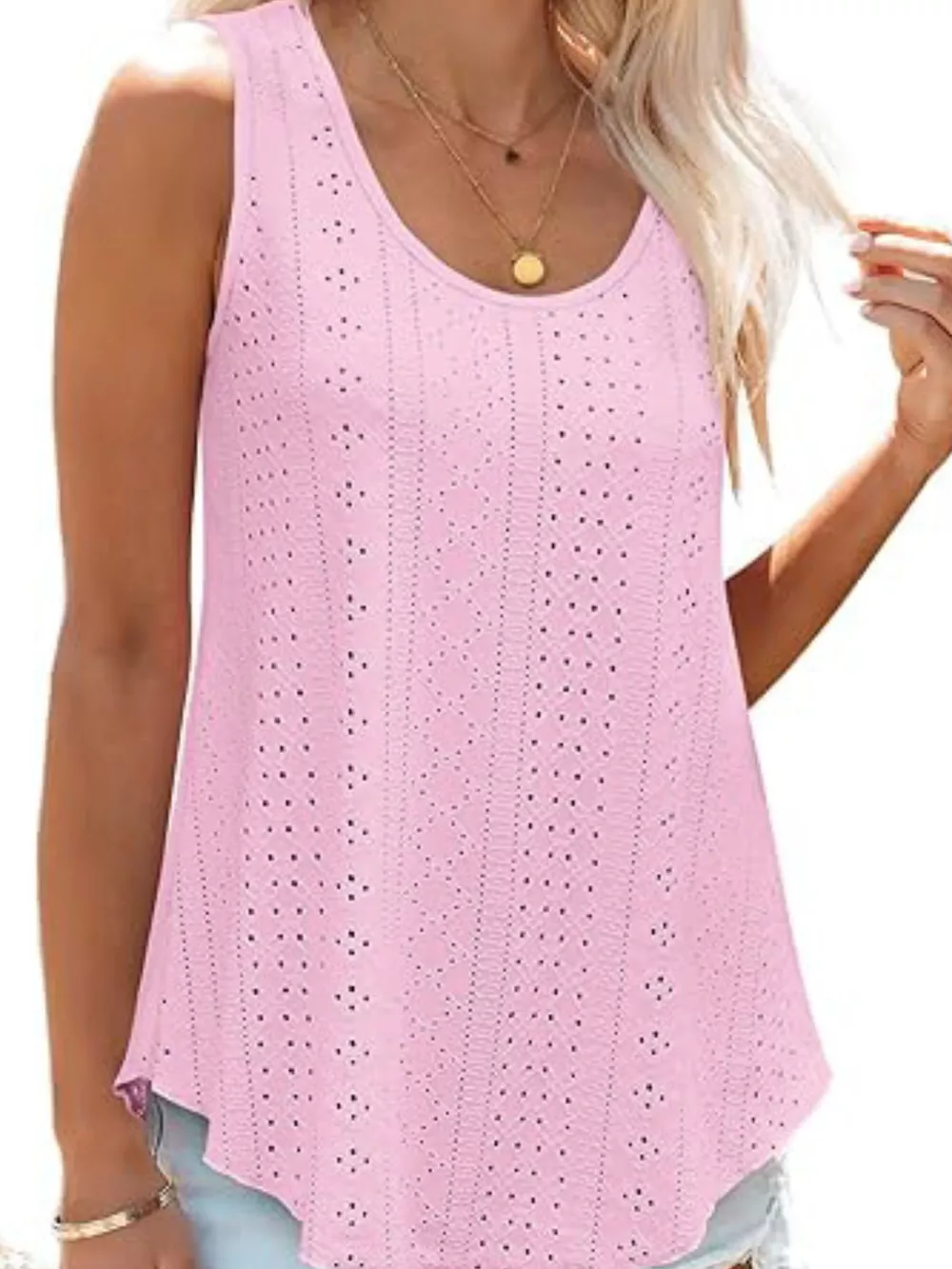 Eyelet Scoop Neck Tank, image 31