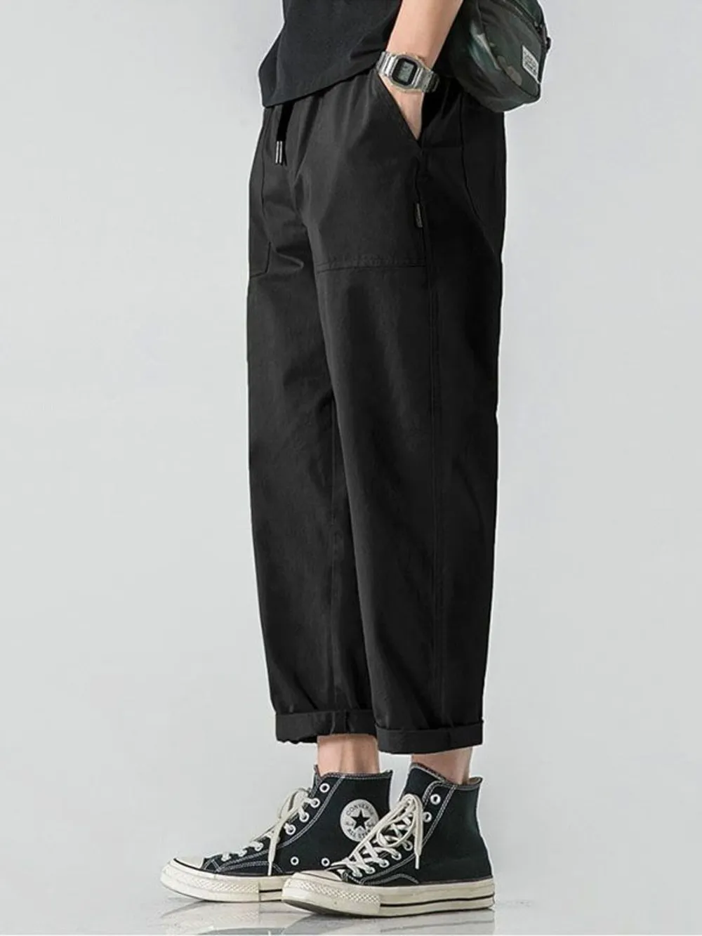 Men's Plus Size Drawstring Wide Leg Pants, image 3