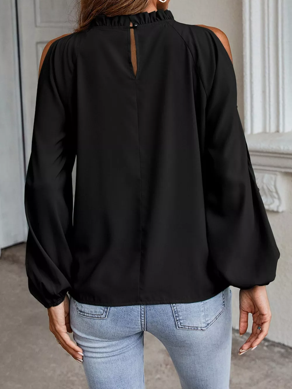 Cold Shoulder Frill Neck Blouse, image 10