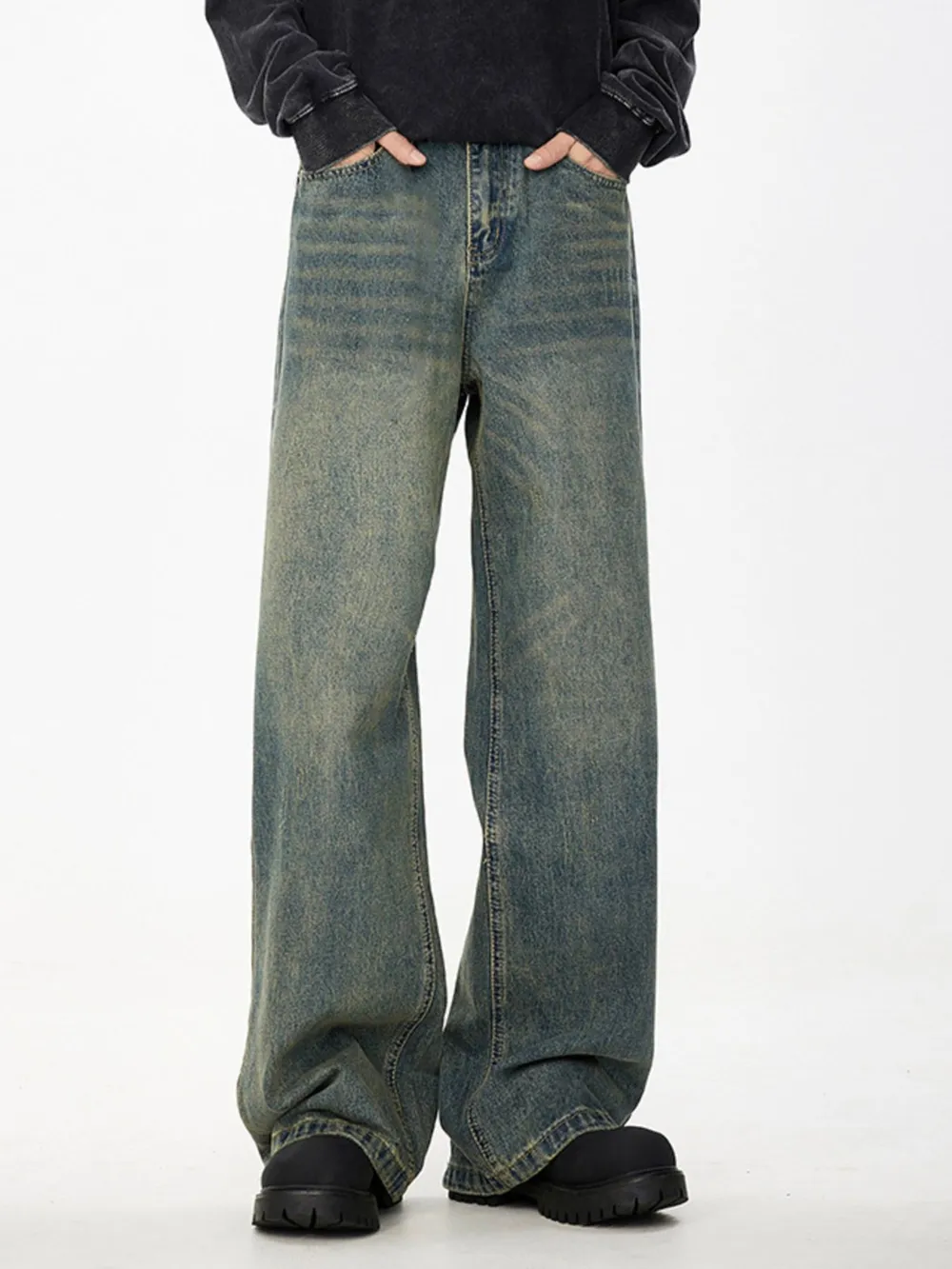 Men's Full Size Wide Leg Relaxed Fit Jeans Plus Size