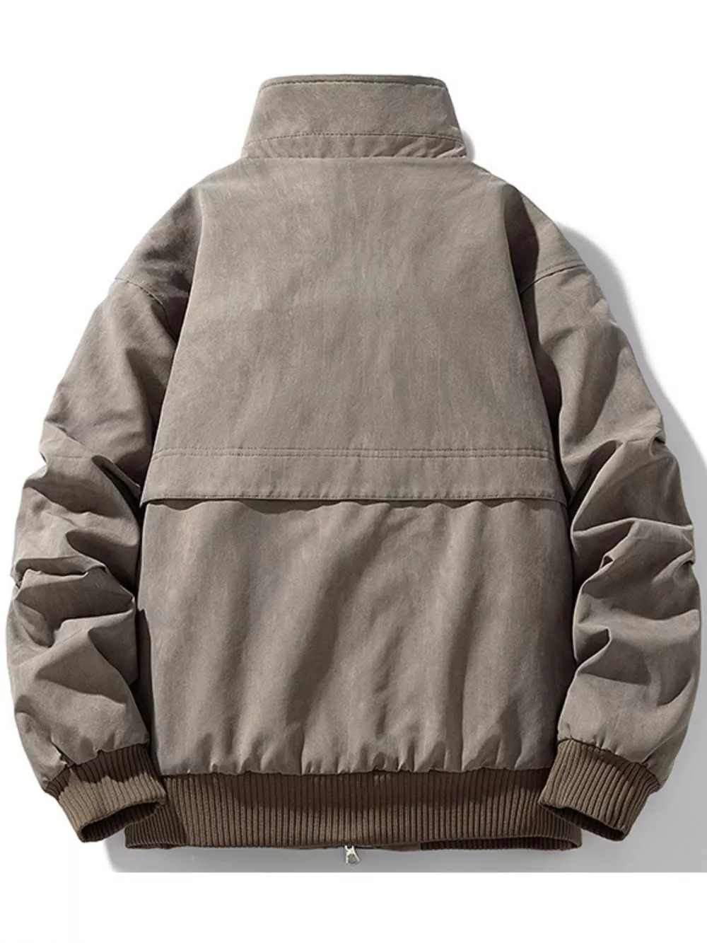 Men's Plus Size Sherpa Lined Stand Collar Bomber Jacket, image 8