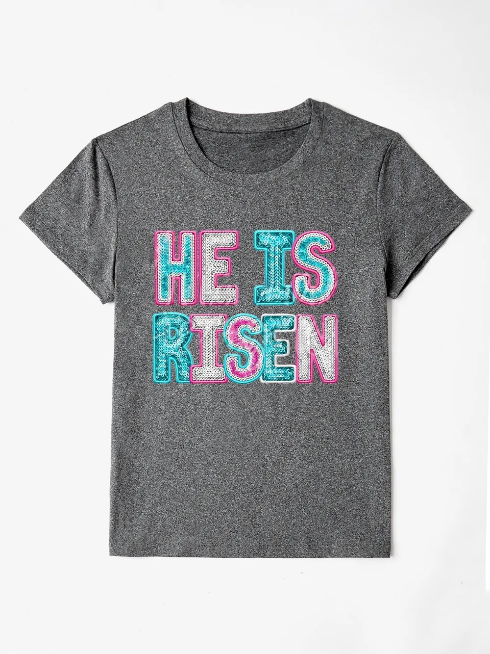 HE IS RISEN Sequin Round Neck T-Shirt, image 13