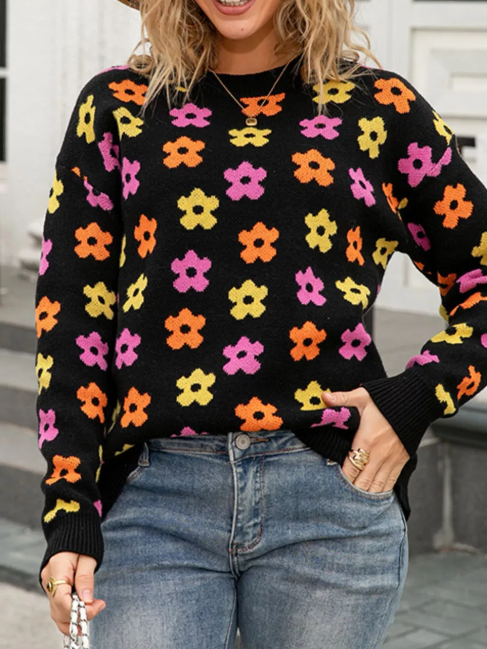 Floral Crew Neck Sweater, image 12